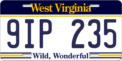 WV license plate 9IP235