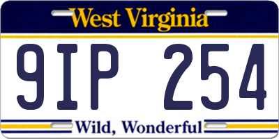 WV license plate 9IP254