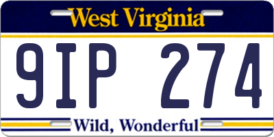 WV license plate 9IP274
