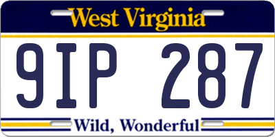 WV license plate 9IP287