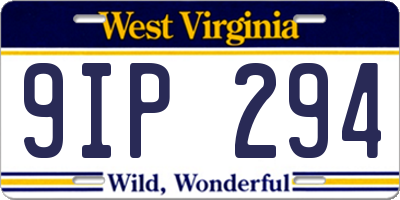 WV license plate 9IP294