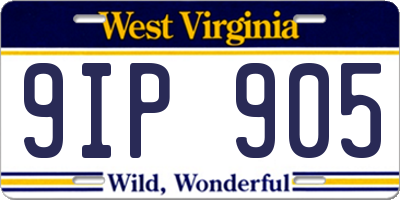 WV license plate 9IP905