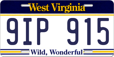 WV license plate 9IP915