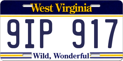 WV license plate 9IP917