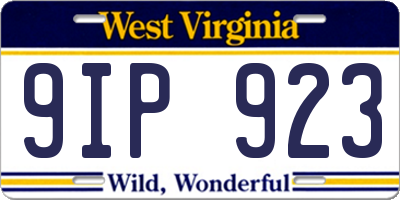 WV license plate 9IP923