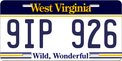 WV license plate 9IP926