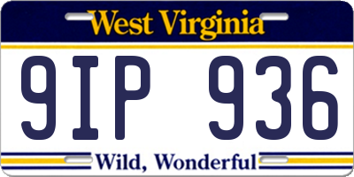 WV license plate 9IP936