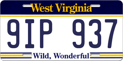 WV license plate 9IP937