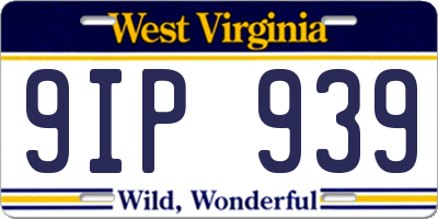 WV license plate 9IP939