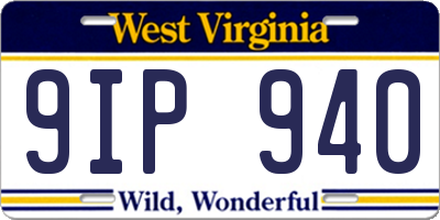 WV license plate 9IP940