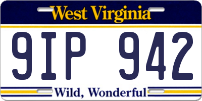WV license plate 9IP942