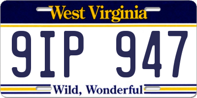 WV license plate 9IP947