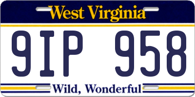 WV license plate 9IP958