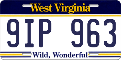 WV license plate 9IP963