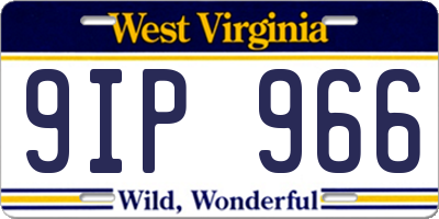 WV license plate 9IP966