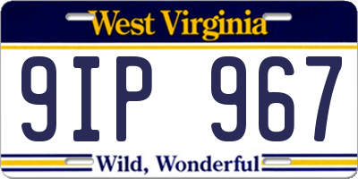 WV license plate 9IP967