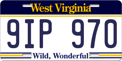 WV license plate 9IP970