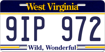 WV license plate 9IP972