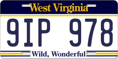 WV license plate 9IP978