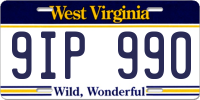 WV license plate 9IP990