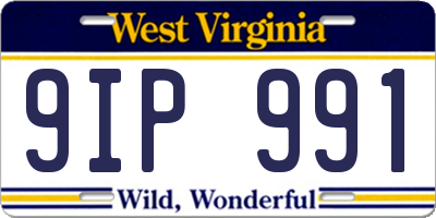 WV license plate 9IP991