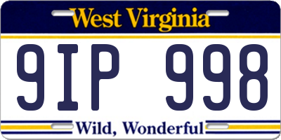 WV license plate 9IP998