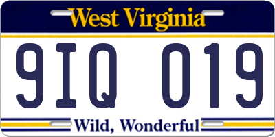 WV license plate 9IQ019
