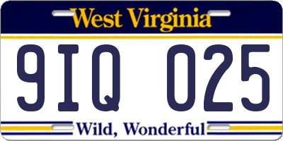 WV license plate 9IQ025