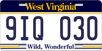 WV license plate 9IQ030