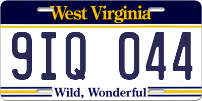 WV license plate 9IQ044