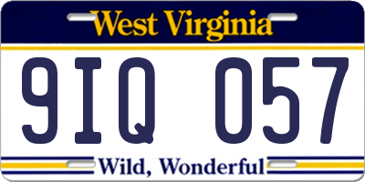 WV license plate 9IQ057