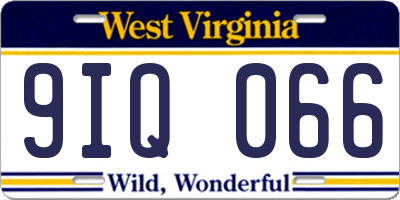 WV license plate 9IQ066