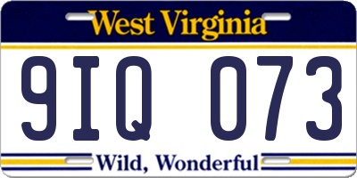 WV license plate 9IQ073
