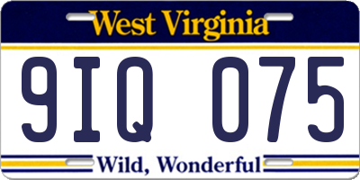WV license plate 9IQ075