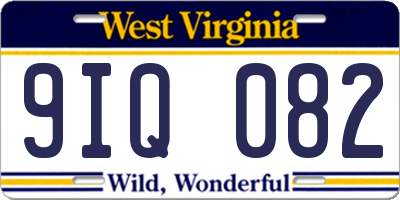WV license plate 9IQ082