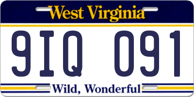 WV license plate 9IQ091