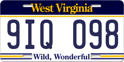 WV license plate 9IQ098