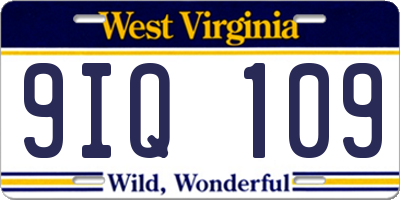 WV license plate 9IQ109