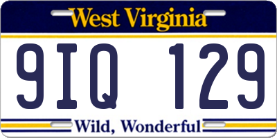 WV license plate 9IQ129