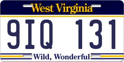 WV license plate 9IQ131