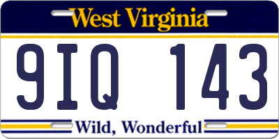 WV license plate 9IQ143