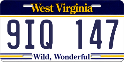 WV license plate 9IQ147