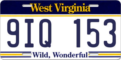 WV license plate 9IQ153