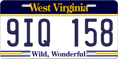 WV license plate 9IQ158