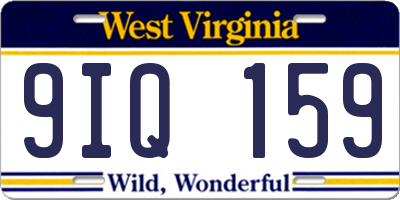 WV license plate 9IQ159