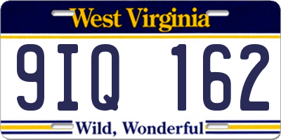 WV license plate 9IQ162