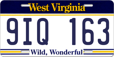 WV license plate 9IQ163