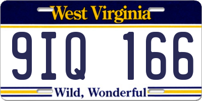 WV license plate 9IQ166