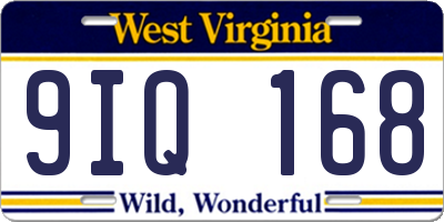 WV license plate 9IQ168