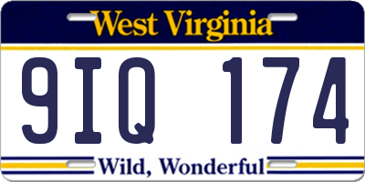 WV license plate 9IQ174